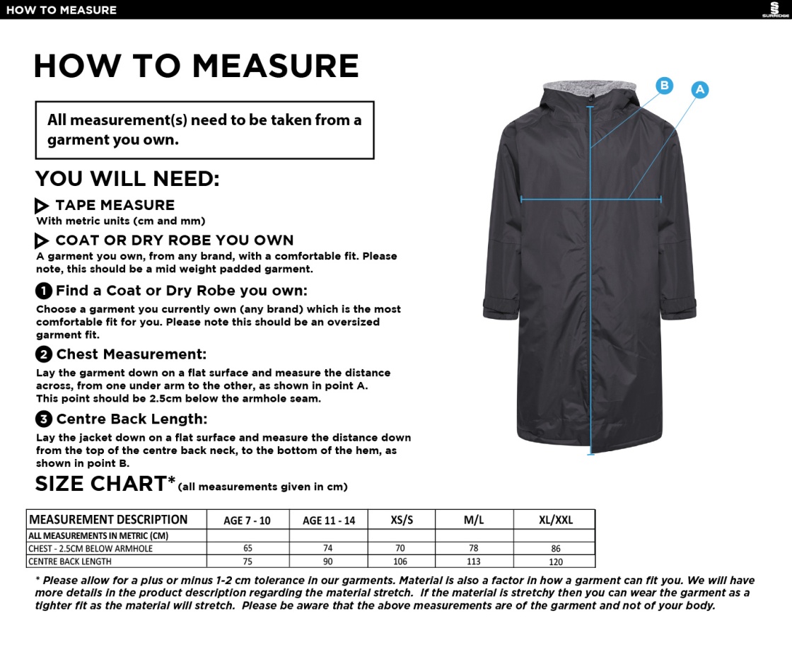 Binfield CC FLEECE ROBE - Size Guide