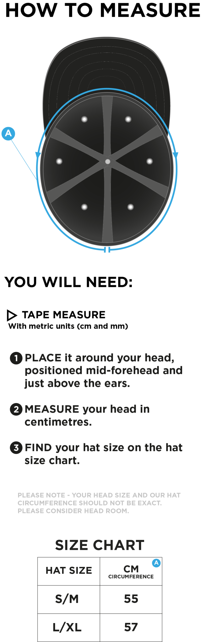 Binfield CC FUSE FLEXI FIT CAP - Size Guide
